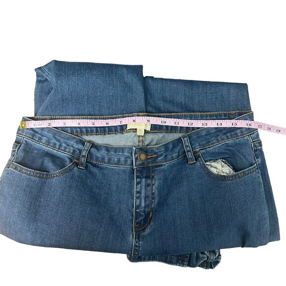 ModCloth Dark Wash Ankle Length High Rise Stretch Jeans Womens Sz XL Bow Accent - Picture 11 of 13